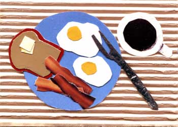 "Bacon & Eggs" by Jean M. Lang, Middleton WI - Collage - SOLD